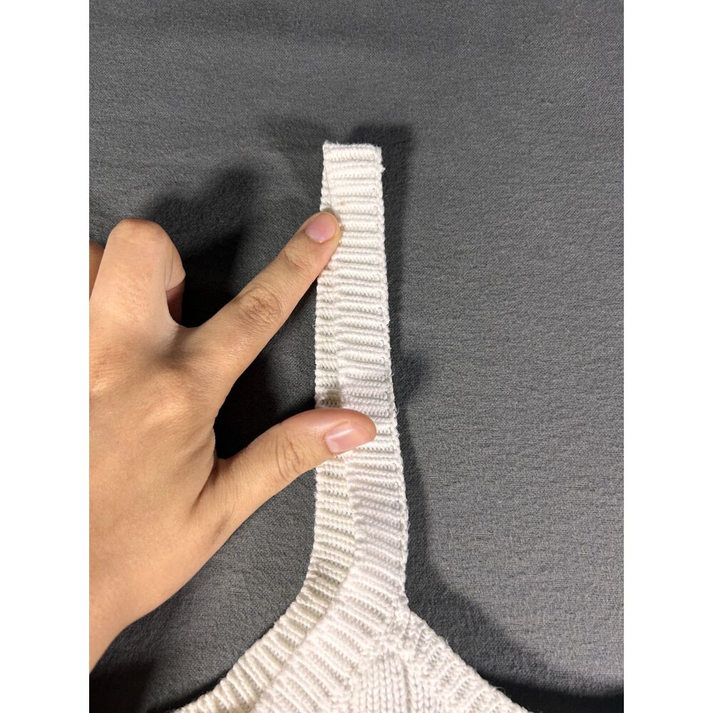 Vintage Ralph Lauren White Cable Knit Tank Top Scoop Neck Medium Cotton Cami - Picture 11 of 11